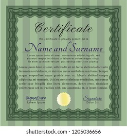 Green Diploma template. Easy to print. Retro design. Customizable, Easy to edit and change colors. 