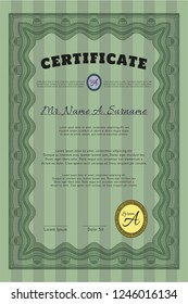 Green Diploma template. With great quality guilloche pattern. Sophisticated design. Customizable, Easy to edit and change colors. 