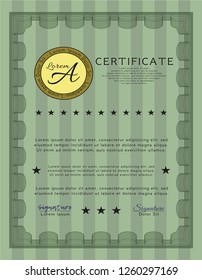 Green Diploma template. With guilloche pattern. Elegant design. Customizable, Easy to edit and change colors. 