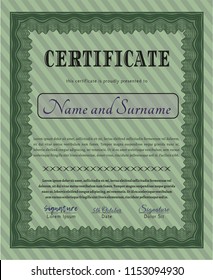 Green Diploma template. With linear background. Sophisticated design. Customizable, Easy to edit and change colors. 