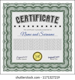 Green Diploma template. Money design. With complex background. Customizable, Easy to edit and change colors. 