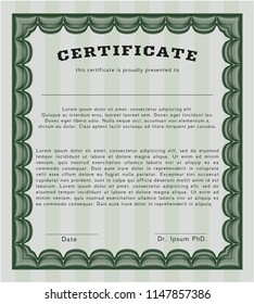 Green Diploma template. Money Pattern design. Customizable, Easy to edit and change colors. Complex background. 