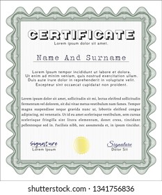 Green Diploma template. Money Pattern. With complex background. Vector illustration. 