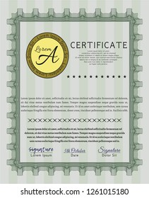 Green Diploma template. Perfect design. Customizable, Easy to edit and change colors. With complex linear background. 