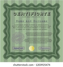 Green Diploma template. Printer friendly. Detailed. Retro design. 