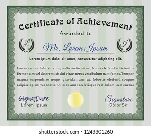 Green Diploma template. Printer friendly. Beauty design. Detailed. 