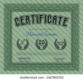 Green Diploma template. Printer friendly. Money design. Customizable, Easy to edit and change colors. 