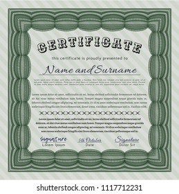 Green Diploma template. Retro design. Customizable, Easy to edit and change colors. Complex background. 