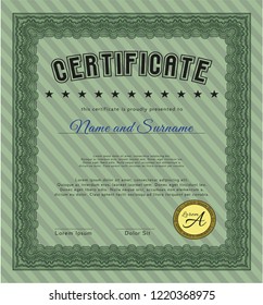 Green Diploma template. Superior design. Customizable, Easy to edit and change colors. With background. 