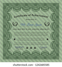 Green Diploma template. Vector illustration. Printer friendly. Lovely design. 