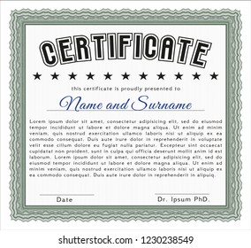 Green Diploma. Vector illustration. Complex background. Beauty design. 