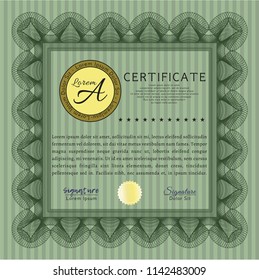 Green Diploma. Vector illustration. Easy to print. Nice design. 