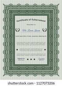 Green Diploma. Vector illustration. With quality background. Artistry design. 