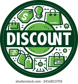 Un icono de descuento verde en forma de círculo