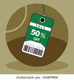 Green Discount Sales Tag Vector For Fifty Percent Off With Earth Tone Palette
