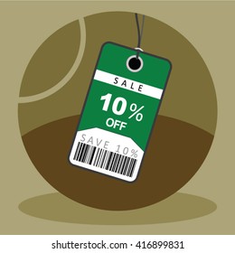 Green Discount Sales Tag Vector For Ten Percent Off With Earth Tone Palette