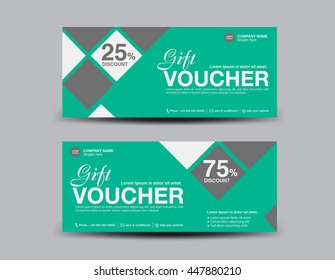 Green Discount Voucher template flyer design polygon background, ticket, card, vector illustration