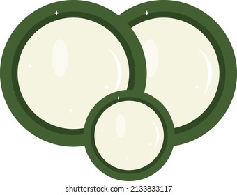 Green dish plates, illustration, vector on a white background.