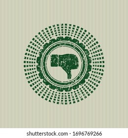 Green dislike icon inside rubber seal