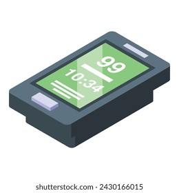 Grüne Anzeige Fahrrad Computer Symbol isometrische Vektor. Geräte. Fahrradfahrzeug