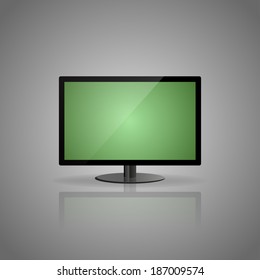 Green display on the gray background.