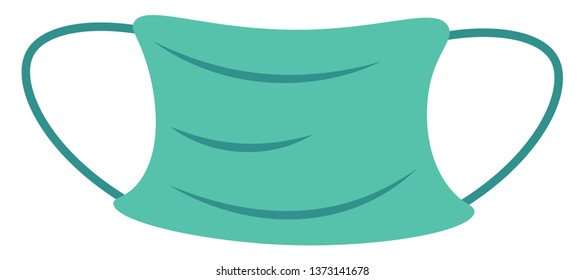 Máscara de cara de un médico desechable verde utilizada durante las cirugías y otros procedimientos dibujo o ilustración de color vectorial 