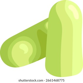 Ilustração verde descartável Earplug isolada no fundo branco	