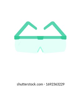 A green disposable medical goggles vector isolated on white background. 