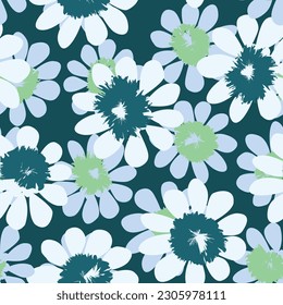 Green Ditsy Floral seamless pattern design for fashion textiles, graphics, backgrounds and crafts