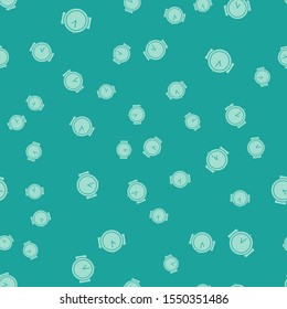 Green Diving watch icon isolated seamless pattern on green background. Diving underwater equipment.  Vector Illustration