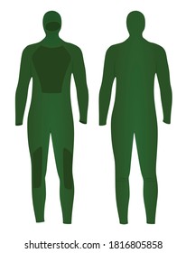 Green diving wetsuit. vector illustration