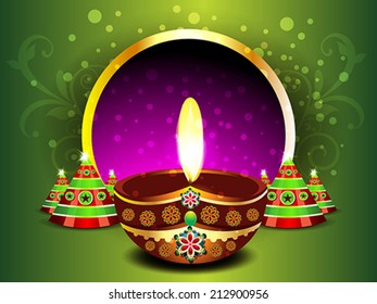 Green Diwali Background vetor illustration 