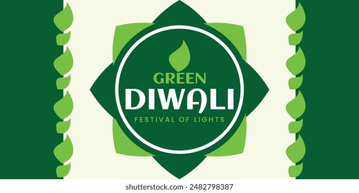 Green Diwali Celebration Banner, Indian festival