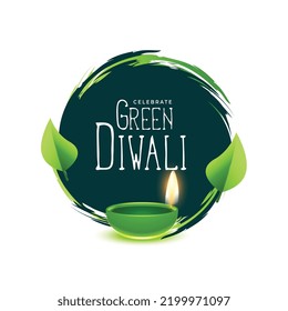 green diya and leaf design for eco diwali occasion background 