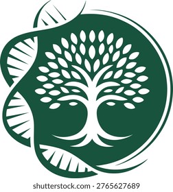 Green DNA Helix Tree Logo