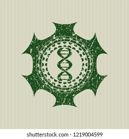 Green dna icon inside rubber seal