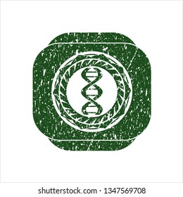 Green dna icon inside rubber grunge texture seal