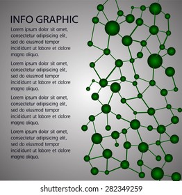 green DNA symbol.icon.Vector illustration.science info graphics template with text. Abstract gene chain background.Can be used as medical,genetic,pharmaceutical, science industries.text box.card.