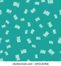 Green Document folder icon isolated seamless pattern on green background. Accounting binder symbol. Bookkeeping management.  Vector Illustration