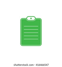 Green document paper vector icon. Notes illustration.