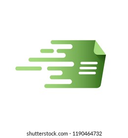 Green document speed logo icon design. Fast doc symbol. Vector illustration.