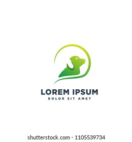 green dog eco nature healthcare animal vector logo template illustration graphic design