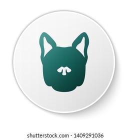 Green Dog icon isolated on white background. White circle button. Vector Illustration