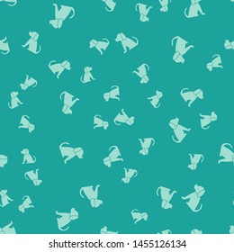Green Dog icon isolated seamless pattern on green background.  Vector Illustration
