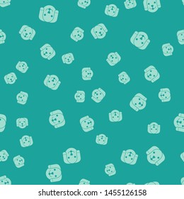 Green Dog icon isolated seamless pattern on green background.  Vector Illustration