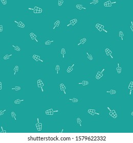 Green Dog muzzle icon isolated seamless pattern on green background.  Vector Illustration