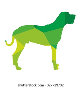 green dog silhouette polygonal and triangular for logo or icon