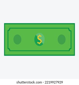 Green Dollar Bank Note. Vector Currency Icon.