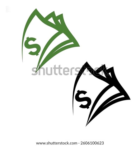 Green Dollar Banknote Icon. Vector illustration