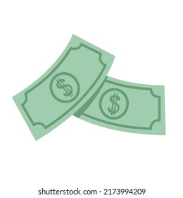 Billetes en dólares verdes icono vectores de efectivo. Símbolo de moneda. Dinero en forma plana. Ilustración vectorial aislada en fondo blanco.